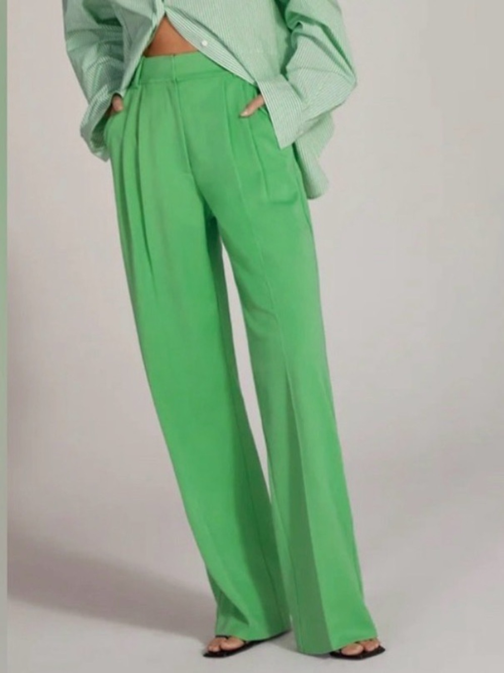 Favorite Daughter The Favorite pleated wide leg Pant in Green House Size 10 - Picture 4 of 7